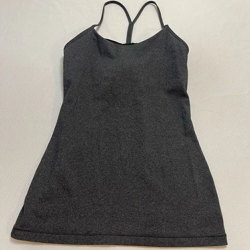 Lululemon Power Y Grey Yoga Gym Training Tank Top Size 6